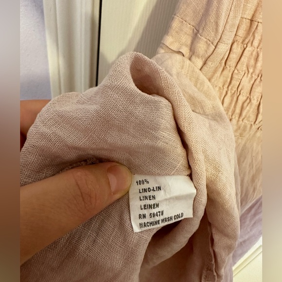 Linen summer dress Pizza Roma XS. Creamy dusty rose color. - Picture 5 of 6